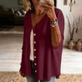 thumbnail image 5 of Stamzod Cardigan for Women Casual Cotton Linen Button Up Shirt Jacket Plus Size 3/4 Length Sleeve Womens Tops Wine S, 5 of 7