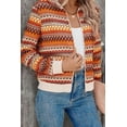 thumbnail image 3 of Women's Orange Boho Striped Zip Up Long Sleeve Jacket - Stylish and Versatile Outerwear - [ZhiHiMeRi] | (US 12-14)L, 3 of 12