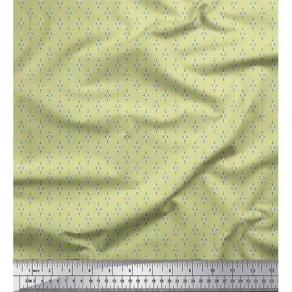 Soimoi Rayon Fabric Dot & Leaves Small Motif Shirting Decor Fabric Printed Yard 56 Inch Wide