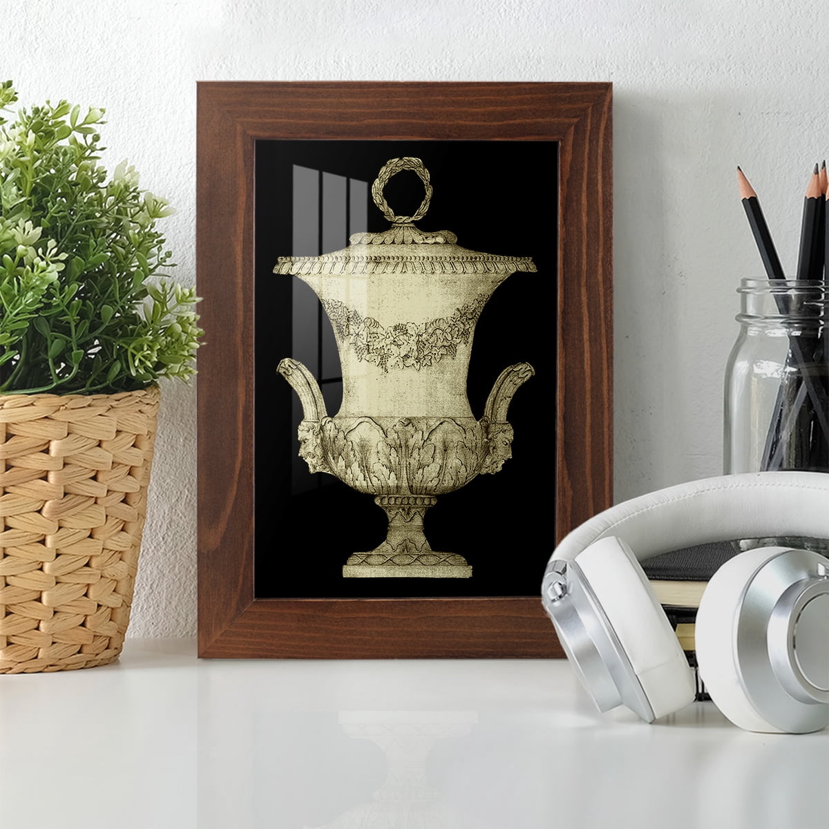 Garden Antiquities III -Framed Print w/glass-Chestnut