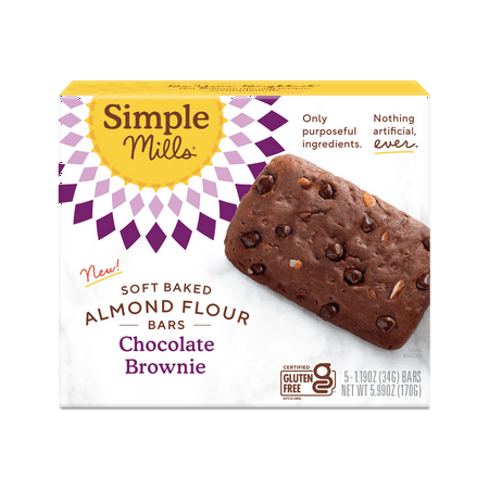 Simple Mills Soft Baked Almond Flour Bars  Chocolate Brownie  Gluten-Free  5 Count