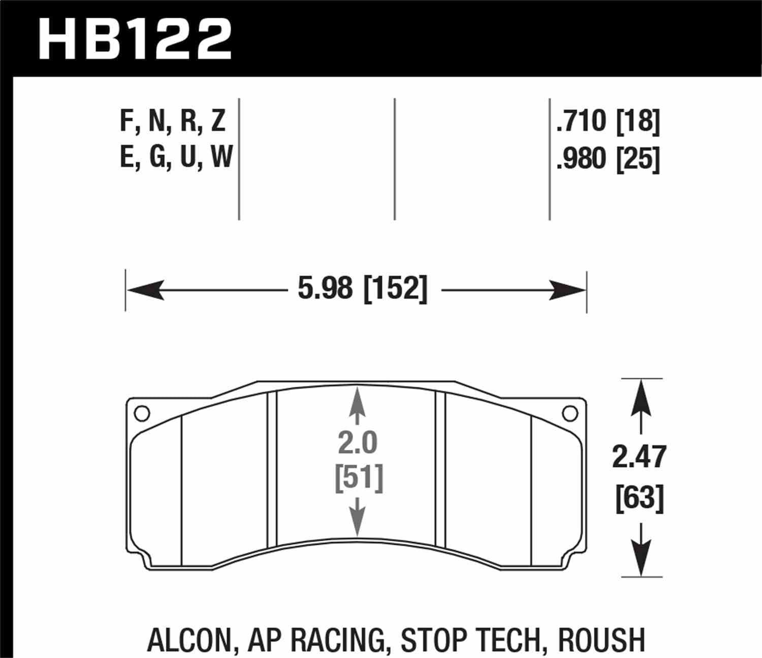 Hawk StopTech ST-60 Caliper HPS Street Brake Pads Fits select: 2007 FORD MUSTANG GT