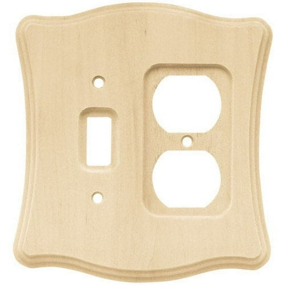 Brainerd 64643 Scallop Unfinished Wood Single Switch/Duplex Wall Plate