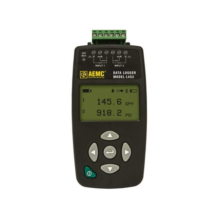 AEMC L452 - 2-Channel Data Logger (100mV/1v/10VDC) with LCD, Event and Pulse, Da