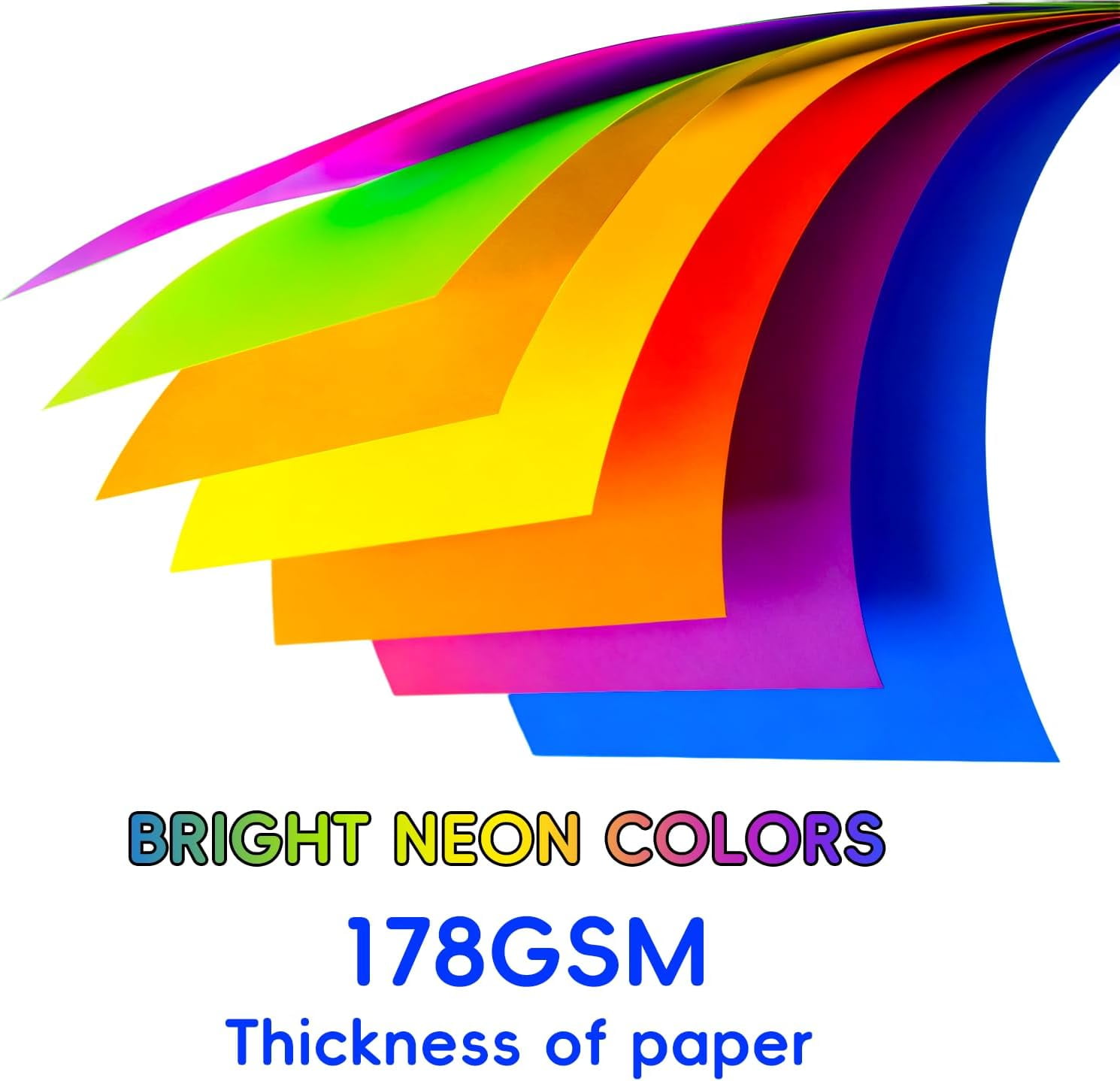 TT-Index Cards 210-Count 4x6 Inch,178GSM Heavyweight Set of 7 Fluorescent Colors Paper Multicolor Study Cards