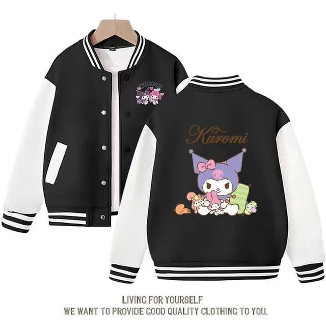 Sanrio Cinnamoroll Jacket Hello Kitty Kuromi Overcoat Woman Jacket Autumn Spring Kids Loose Sports Baseball Uniform Clothes Gift