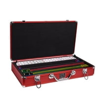 White Swan American Mahjong Set in Luggage-Style Red Case - White Tiles - Classic Pusher Arms