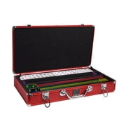 White Swan American Mahjong Set in Luggage-Style Red Case - White Tiles - Classic Pusher Arms