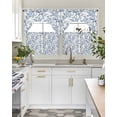 thumbnail image 4 of Navy Blue Spring Floral Swag Kitchen Curtains Sets for Windows 24 Inch Length, Elegant Pastoral Flowers Short Window Curtain Panels Swags Valances and Tiers 3 Piece Set for Cafe/Dining Room, 4 of 5