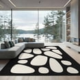 thumbnail image 2 of ODIKA 6'x9' Washable Area Rug Non-Slip, Easy Care, Black White Abstract Pebble Design Elegant Contrast with Shapes and Flow for Family Room, Living Room, Master Bedroom, 2 of 7