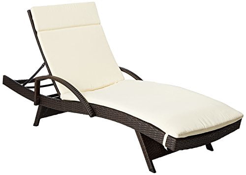 Christopher Knight Home 296796 Salem Outdoor Wicker Chaise Lounge Chair with Arms with Cushion Multibrown/Red 2-Pcs Set Set of 2 