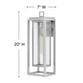 thumbnail image 4 of Double Frame Design 1-Light Large Outdoor Wall Lantern in Satin Nickel with Clear Seedy Glass 7 inches W X 20 inches H-Black Finish-Incandescent, 4 of 10