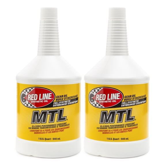 Red Line 50204 SAE 75W80 API GL-4 Manual Transmission and Transaxle Lubricant (MTL) Car Gear Oil - 1 Quart (2 Pack)