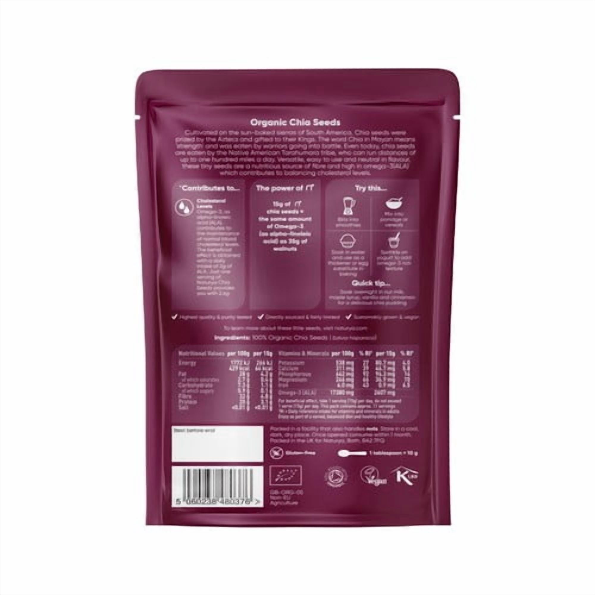 Naturya Organic Chia Seeds 300g, British Import (Pack of 3)