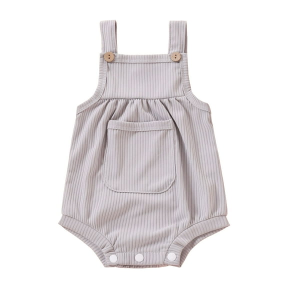 Toddler Romper Baby Boy One-Piece Infant Girl Cotton for 12-18 Months Newborn Infant Baby Boys Girls Ribbed Solid Pocket Bodysuit Suspender Romper