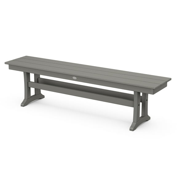 POLYWOOD Farmhouse Trestle 65" Bench in Slate Grey