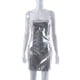 thumbnail image 3 of Vestido Sin Tirantes Vestido plateado de PU con abertura tipo bandeau Kuymtek para Mujer Plata T S, 3 of 9