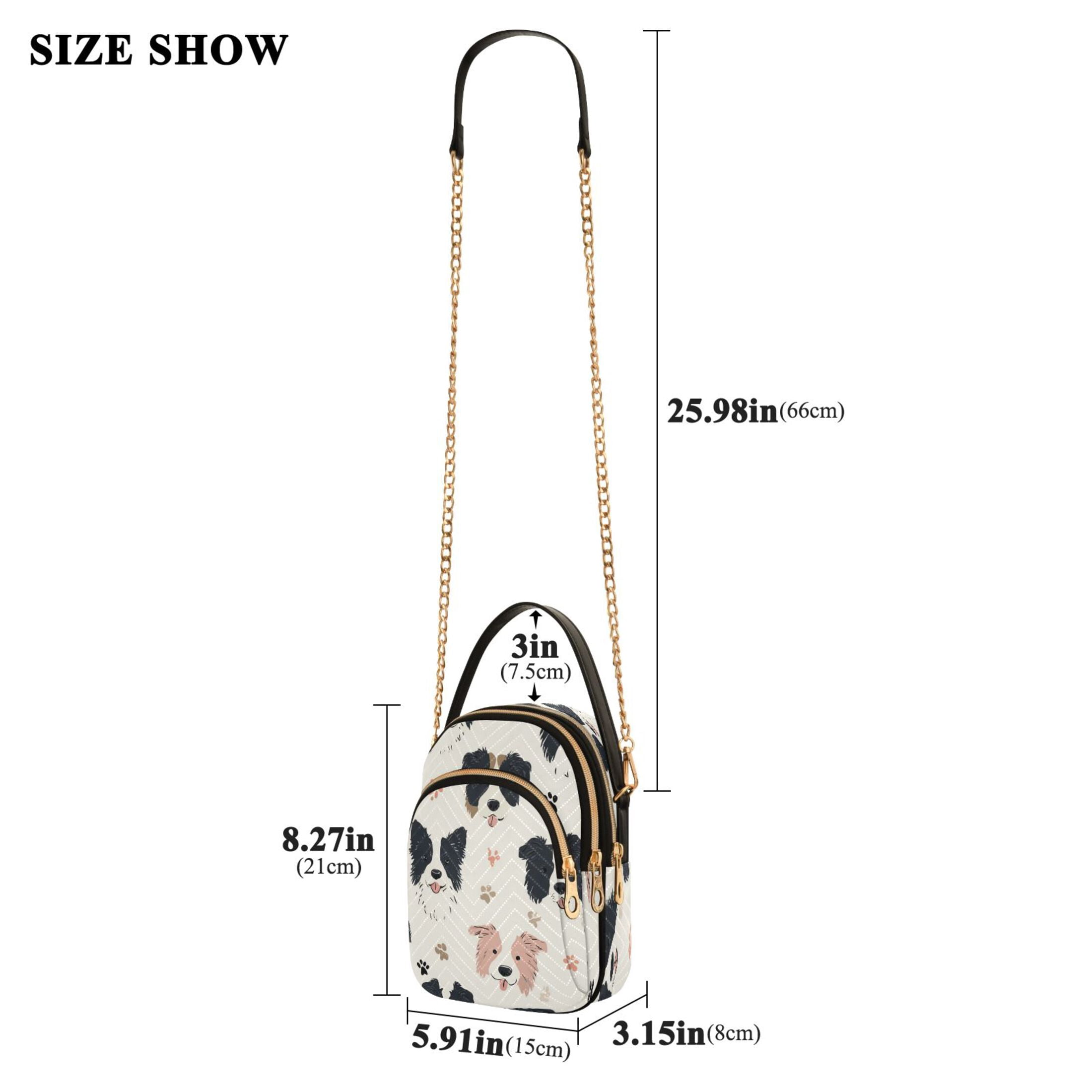 Quilted Women's Crossbody Bag Purses and Handbags with Detachable Leather Strap Dog Head and Paw Prints