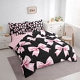 thumbnail image 3 of Feelyou Girl Fashion Bowknot Twin Bedding Sets 7pcs, Black Pink Princess Comforter Set, 3 of 8