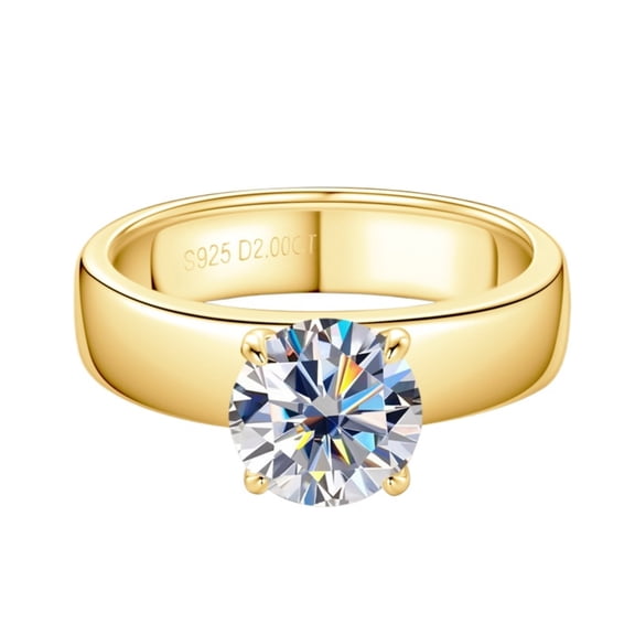 2 Carat Solitaire Moissanite Rings for Women D Color VVS1 Gold Engagement Ring Wedding Bands 925 Sterling Silver Anniversary Promise Rings for Her Size 5-10