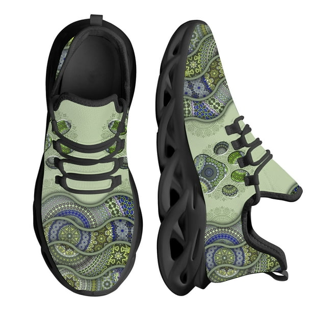 Zapatillas ligeras con cordones y plataforma con estampado de huellas de perro de Bohemia para mujer, zapatillas cómodas para correr, tenis para mujer