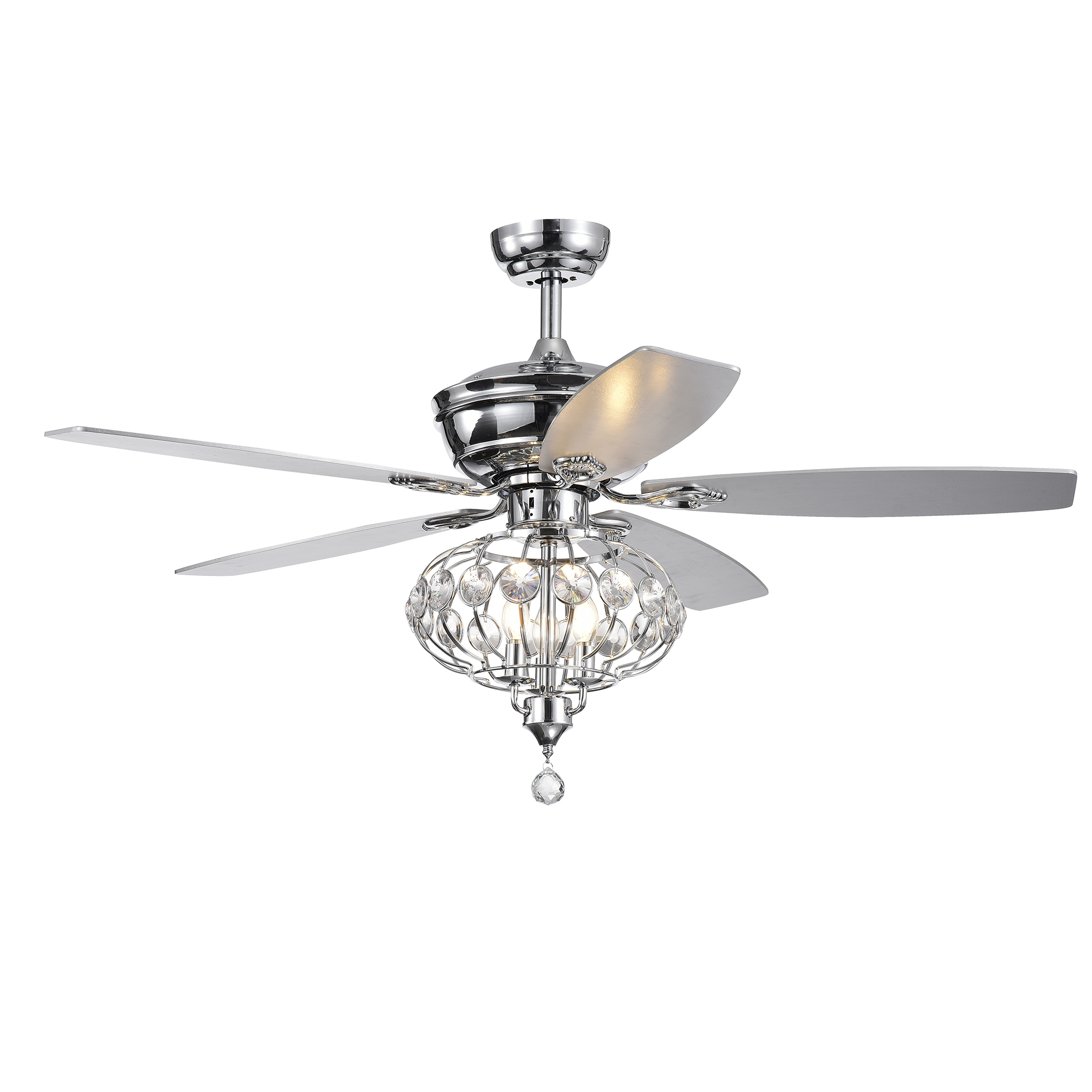 Elsa 52 Inch Lighted Ceiling Fan With Regal Crystal Shade Remote