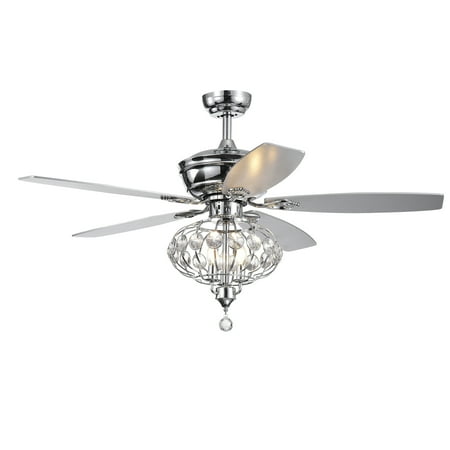 Elsa 52 Inch Lighted Ceiling Fan With Regal Crystal Shade Remote Controlled