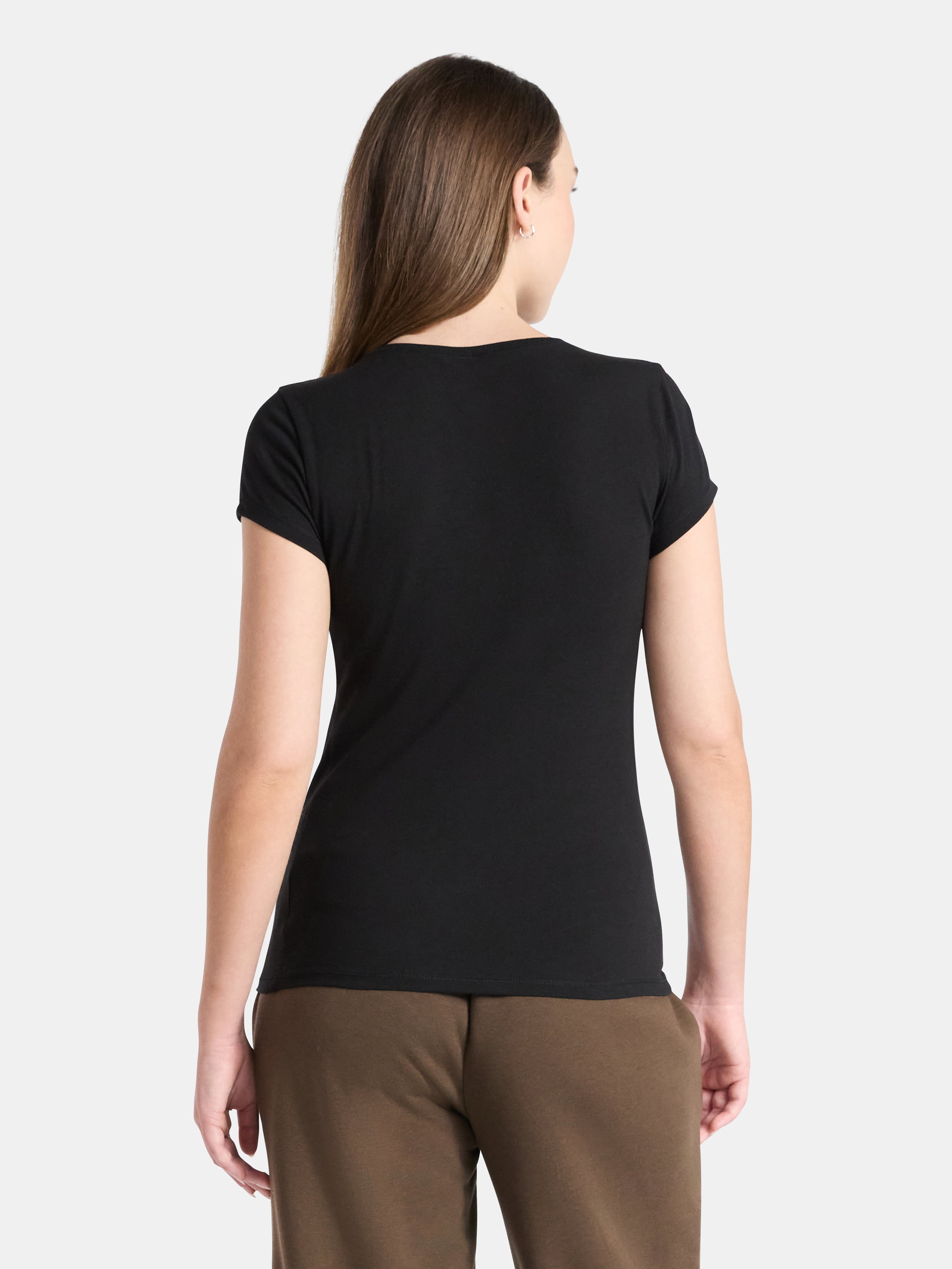No Boundaries Crew Neck Tee with Short Sleeves, 1 or 3-Pack, Women’s