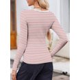 thumbnail image 6 of Rdhnmea Women's Long Sleeve Striped Tops Scoop Neck Fit Knit Sweater Shirts Spring Fall Blouses Tee Basic Casual T-Shirts Streetwear, 6 of 7