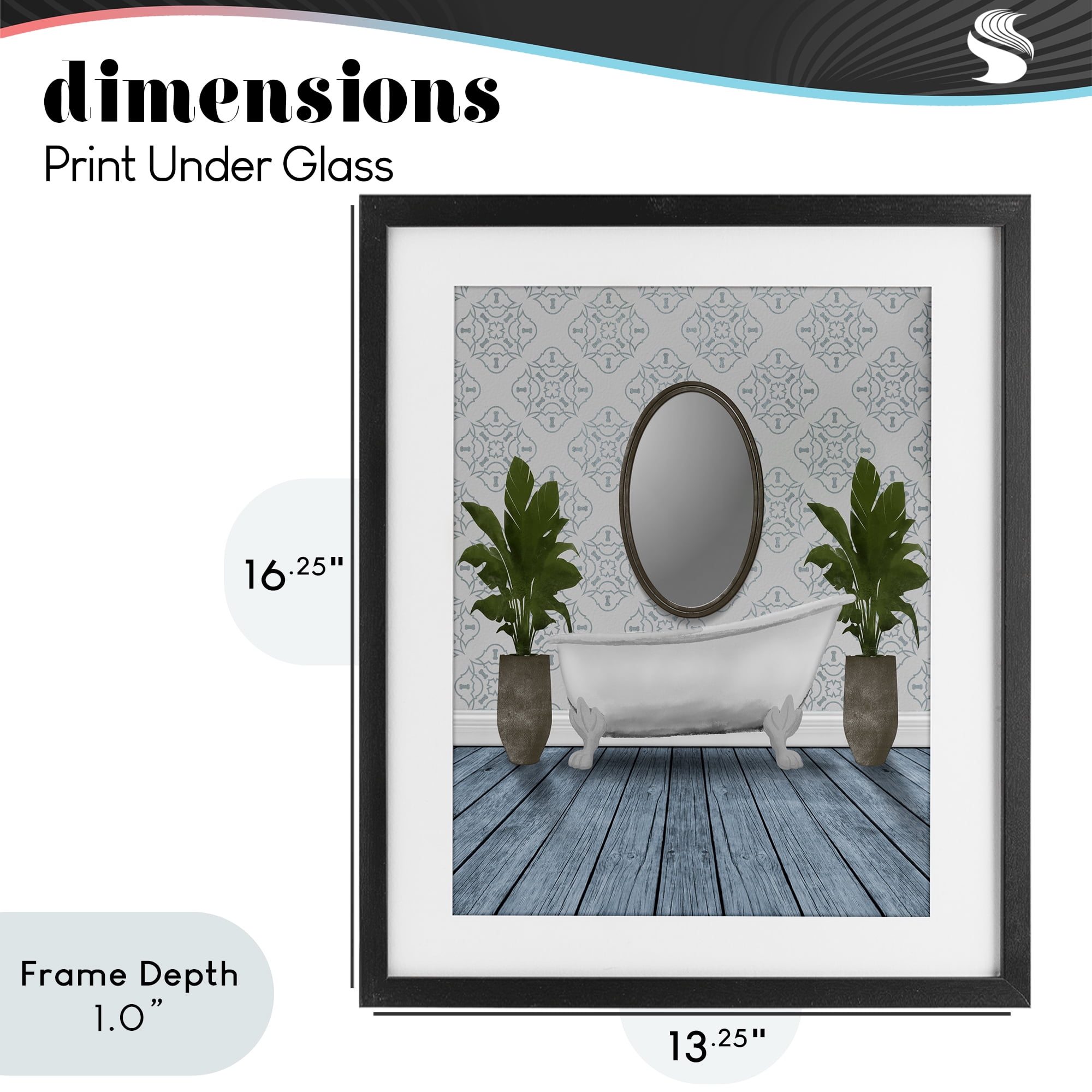 Stupell Industries Restful Wash Bathtub Black Framed Print Under Glass, design by Marcus Prime