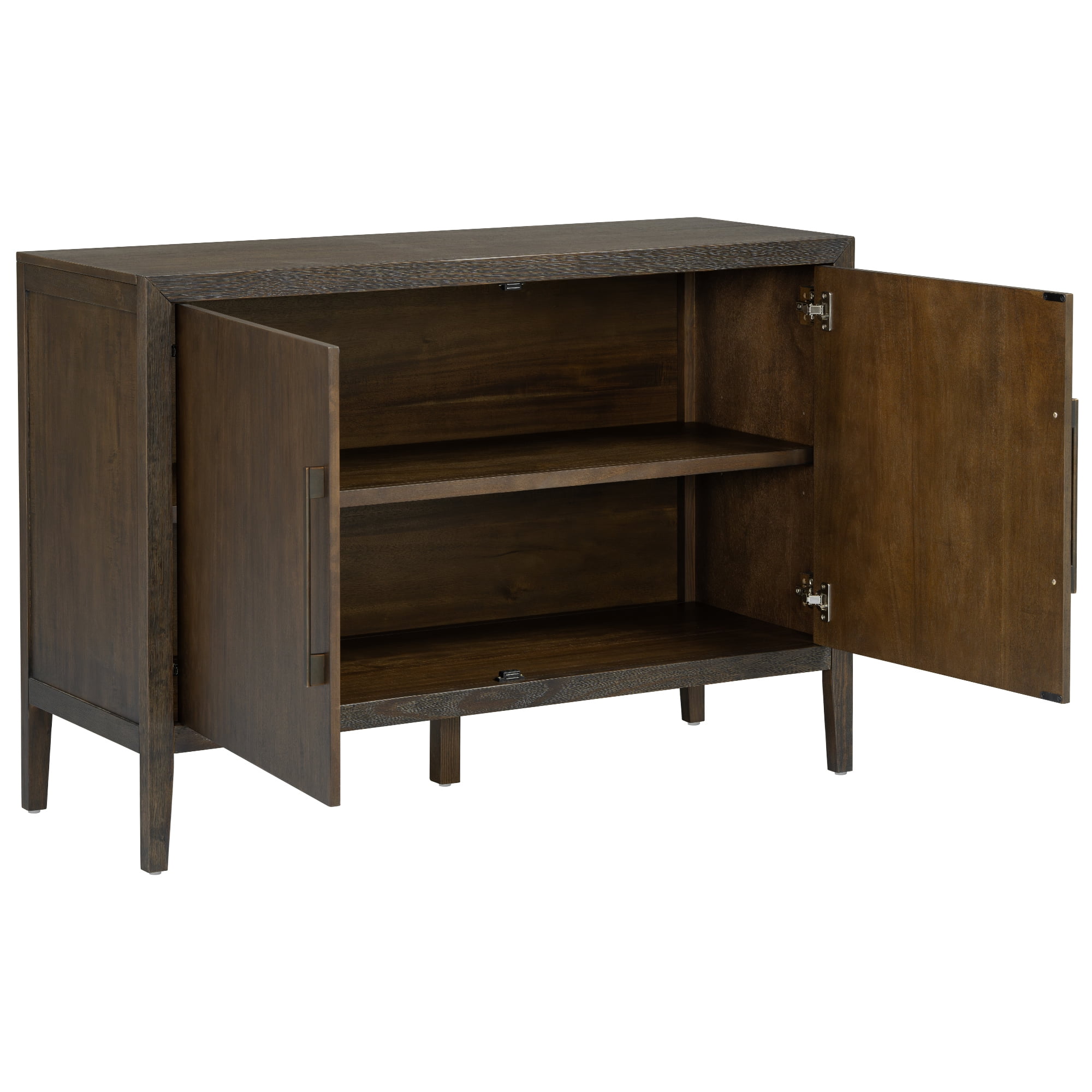 Euroco 47.25" Sideboard Buffet Cabinet, Wooden Coffee Bar Cabinet with Metal Handles & Adjustable Feet,Farmhouse Kitchen Storage Cabinet for Living Room,Dark Brown