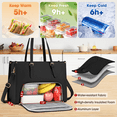 thumbnail image 5 of RAINSMORE Lunch Tote Bag for Women 15.6 inch Laptop Bag with Insulated Lunch Compartment PU Leather Quilted Computer Teacher Tote for Work,Black, 5 of 8