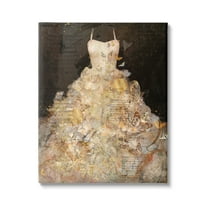 Stupell Industries Detailed Evening Gown Dress Text Collage Butterflies Canvas Wall Art, 36 x 48, Design by Marta Wiley