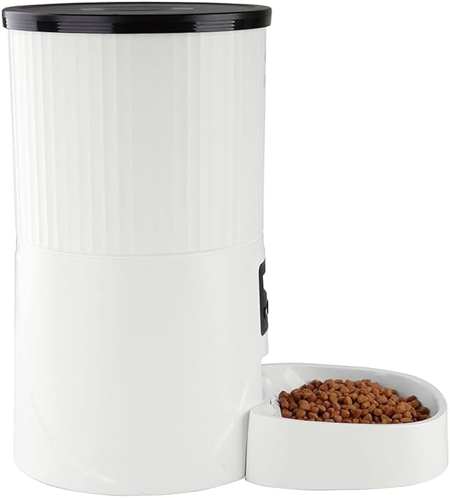 Elevon 4L Automatic Cat and Dog Feeder – Smart Food Dispenser with Portion Control, 10s Voice Recorder, Programmable Timer & Desiccant Bag, White