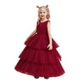 thumbnail image 5 of Toddlers Dresses Flower Girl Dress Toddler Sleeveless Tulle Dress Party Dresses for Girls Red Dress for Girls Toddler Wedding Guest Dress Tutu Girls Birthday Dress 5-6 Years, 5 of 5