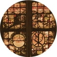 thumbnail image 1 of Ahgly Company Machine Washable Indoor Square Transitional Black Brown Area Rugs, 3' Square, 1 of 7