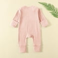 thumbnail image 4 of Newborn Boys Girls Clothes Infant Baby Romper Cotton Ribbed Knit Long Sleeve Front Zip Up Jumpsuit Onesie (9-12 Monthss, Pink), 4 of 7
