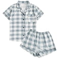 thumbnail image 6 of Women's Pajama Set Women's Soft Pajamas Plaid Short Sleeve Sleepwear Button down Loungewear Women Lounge Sets 2 Piece Outfits Women Clothes S, 6 of 6