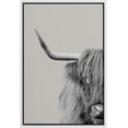 thumbnail image 3 of PixonSign Framed Canvas Print Wall Art Half of Shetland Cow Animals Wilderness Photography Realism Farmhouse/Country Portrait Relax/Calm Duotone for Living Room, Bedroom, Office - 16"x24" White, 3 of 5