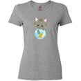thumbnail image 3 of Inktastic Kitty And The Fish Bowl, Cute Little Cat, Fish Women's T-Shirt, 3 of 5