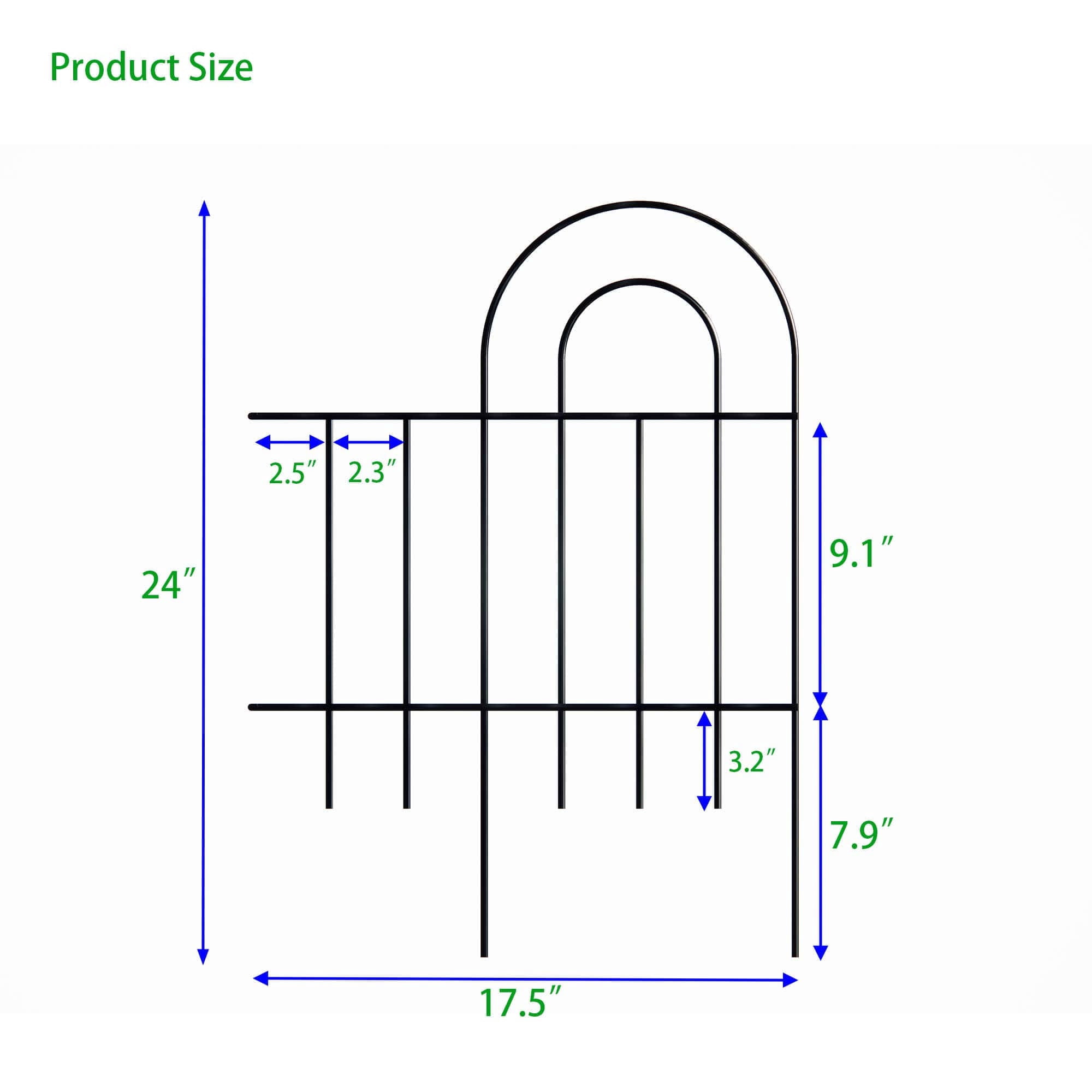 Holaki 14 Panels Decorative Outdoor Garden Fence for Yard 24in(H) X 20.4ft(L) Animal Barrier Fencing Galvanized Rustproof Metal Landscape Wire Fencing Patio Fences Moveable Flower Bed Border Black