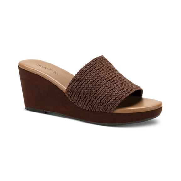 Style Co Aimee Wedge Sandals Chocolate Knit 7.5M