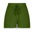 thumbnail image 6 of Stephy Women's Shorts 2025 Summer Casual Cute Ruffle Shorts Comfy Elastic Waist Drawstring Pleated Short, Green, 4XL, 6 of 6
