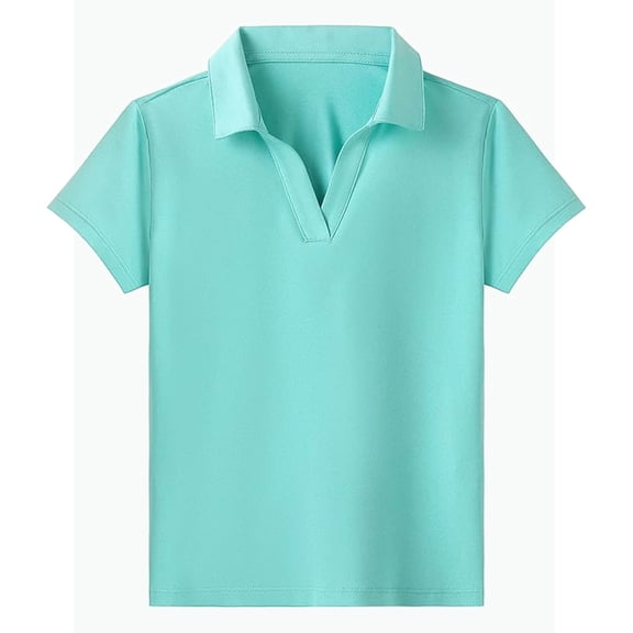 REDARER Girls Short Sleeve Polo Shirt Solid Color Breathable Athletic Casual School Top,7-8 Years
