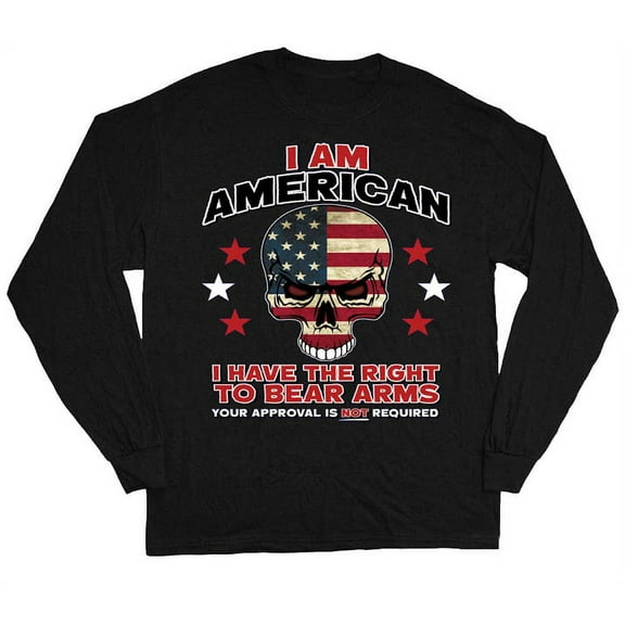 Long Sleeve T-shirts Mens Graphic Tees American Flag Skull
