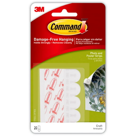 Command Small White Poster Strips, 20 Piece, 2 Pack