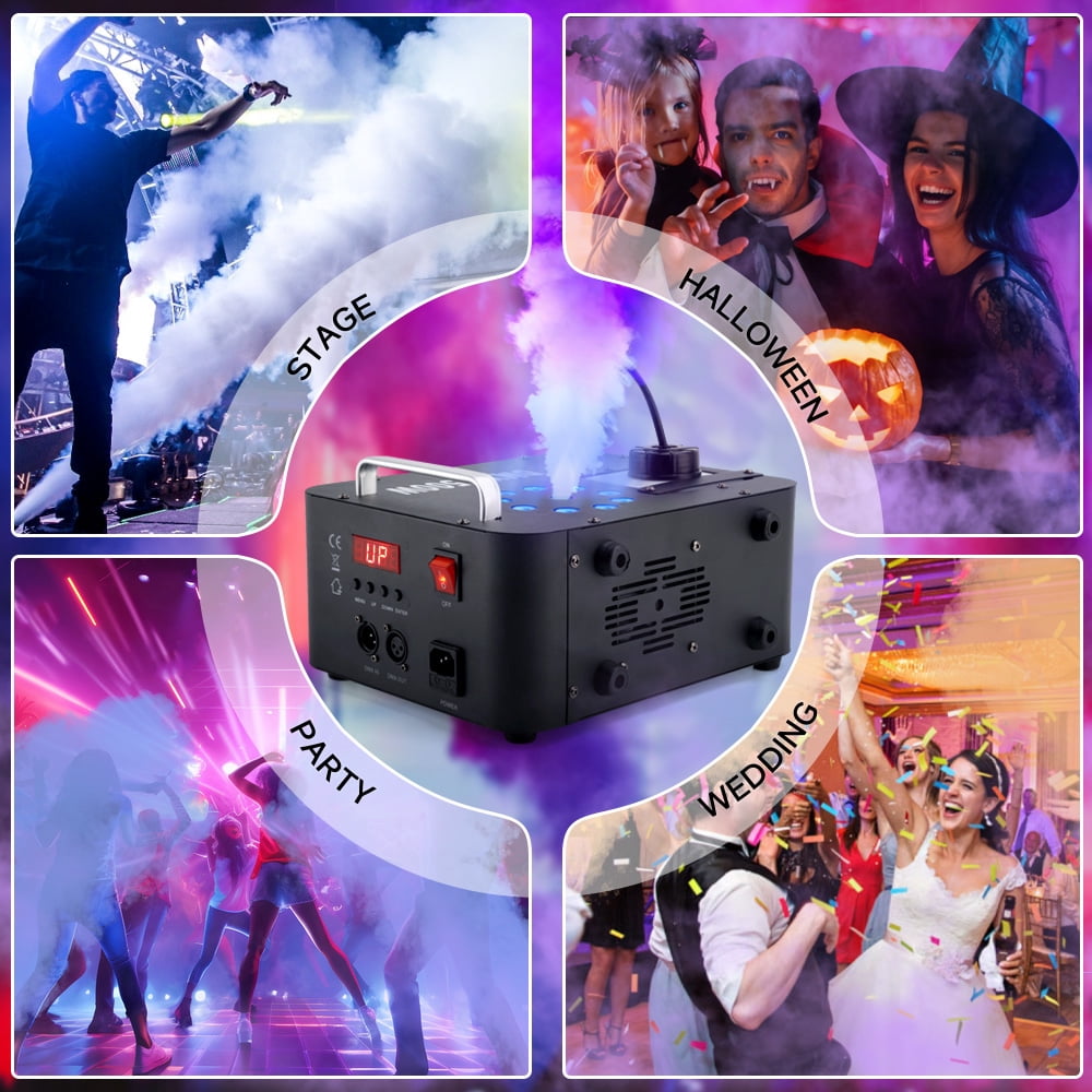 VIPQV Fog Machine 1500W, Wedding Smoke Machine with Remote Control and LED Light for Christmas Thanksgiving Party Stage
