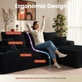 thumbnail image 4 of Ovios Corduroy L-Shaped Sectional Sofa with Chaise, No Assembly Required, Modular Comfy Couch, Black(Right Facing Chaise), 4 of 9