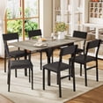 thumbnail image 1 of Comedor Extendible 6 Personas Mesa Expandible de 75 cm a 150 cm con 6 Sillas Tapizadas Blanco Gris, 1 of 8