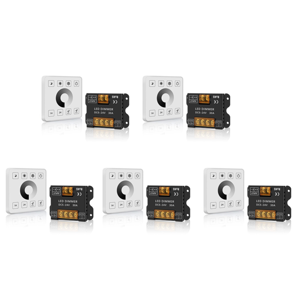 5X RF Wireless Wall- Mounted Touch Panel Dimmer Control for DC5-24V 30A Single Color LED Strip Lighting